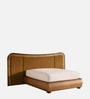 Elowen Softline Queen Size Bed in velvet With Oak wood Frame & Hydraulic Storage