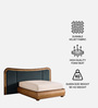 Elowen Softline Queen Size Bed in velvet With Oak wood Frame & Hydraulic Storage
