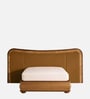 Elowen Softline Queen Size Bed in velvet With Oak wood Frame & Hydraulic Storage