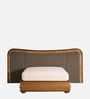 Elowen Softline Queen Size Bed in velvet With Oak wood Frame & Hydraulic Storage