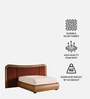 Elowen Softline Queen Size Bed in velvet With Oak wood Frame & Hydraulic Storage
