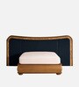 Elowen Softline Queen Size Bed in velvet With Oak wood Frame & Hydraulic Storage