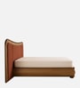 Elowen Softline Queen Size Bed in velvet With Oak wood Frame & Hydraulic Storage