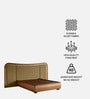 Elowen Softline Queen Size Bed in velvet With Oak wood Frame & Hydraulic Storage