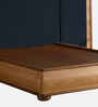 Elowen Softline Queen Size Bed in velvet With Oak wood Frame & Hydraulic Storage