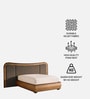 Elowen Softline Queen Size Bed in velvet With Oak wood Frame & Hydraulic Storage