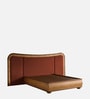 Elowen Softline Queen Size Bed in velvet With Oak wood Frame & Hydraulic Storage