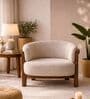 Elra Elix Teak Wood With Suede Fabric In Light Beige Colour Elra Elix Teak Wood With Suede Fabric In Light Beige Colour