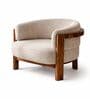 Elra Elix Teak Wood With Suede Fabric In Light Beige Colour Elra Elix Teak Wood With Suede Fabric In Light Beige Colour