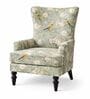 Elric Teak Wood Wing Chair With Suede Fabric In Green Colour Elric Teak Wood Wing Chair With Suede Fabric In Green Colour