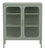 Elvar Metal Crockery Unit with Fluted Glass Doors Compact Dining Storage Cabinet and Elevated Metal Legs