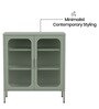 Elvar Metal Crockery Unit with Fluted Glass Doors Compact Dining Storage Cabinet and Elevated Metal Legs