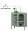 Elvar Metal Crockery Unit with Fluted Glass Doors Compact Dining Storage Cabinet and Elevated Metal Legs