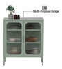 Elvar Metal Crockery Unit with Fluted Glass Doors Compact Dining Storage Cabinet and Elevated Metal Legs