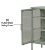 Elvar Metal Crockery Unit with Fluted Glass Doors Compact Dining Storage Cabinet and Elevated Metal Legs