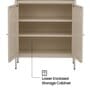 Elvar Multi-Purpose Metal Bookshelf with Fluted Glass Doors Adjustable Shelves and Enclosed Cabinet