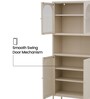Elvar Multi-Purpose Metal Bookshelf with Fluted Glass Doors Adjustable Shelves and Enclosed Cabinet