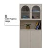 Elvar Multi-Purpose Metal Bookshelf with Fluted Glass Doors Adjustable Shelves and Enclosed Cabinet