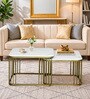 Elvas B Metal Nesting Coffee Table Set with White Porcelain Top (Set of 2)