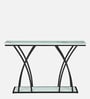 Elvas Metal Console Table In Black Finish With Porcelain Top