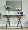 Elvas Metal Console Table In Black Finish With Porcelain Top