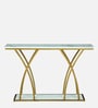 Elvas Metal Console Table In Gold Finish With Porcelain Top