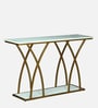 Elvas Metal Console Table In Gold Finish With Porcelain Top
