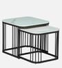 Elvas Metal Nesting Coffee Table Set In Black Finish with White Porcelain Top (Set of 2)