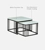 Elvas Metal Nesting Coffee Table Set In Black Finish with White Porcelain Top (Set of 2)