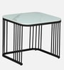 Elvas Metal Nesting Coffee Table Set In Black Finish with White Porcelain Top (Set of 2)