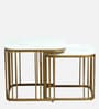 Elvas Metal Nesting Coffee Table Set In Gold Finish with White Porcelain Top (Set of 2)