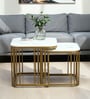 Elvas Metal Nesting Coffee Table Set In Gold Finish with White Porcelain Top (Set of 2)