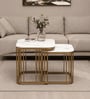 Elvas Metal Nesting Coffee Table Set In Gold Finish with White Porcelain Top (Set of 2) Elvas Metal Nesting Coffee Table Set In Gold Finish with White Porcelain Top (Set of 2)