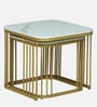 Elvas Metal Nesting Coffee Table Set In Gold Finish with White Porcelain Top (Set of 2)