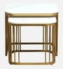 Elvas Metal Nesting Coffee Table Set In Gold Finish with White Porcelain Top (Set of 2)