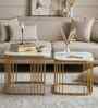 Elvas Metal Nesting Coffee Table Set In Gold Finish with White Porcelain Top (Set of 2)