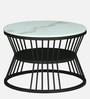 Elvas Metal Round Nesting Coffee Table Set In Black Finish  with White Porcelain Top (Set of 2)