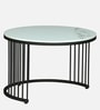 Elvas Metal Round Nesting Coffee Table Set In Black Finish  with White Porcelain Top (Set of 2)