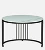 Elvas Metal Round Nesting Coffee Table Set In Black Finish  with White Porcelain Top (Set of 2)