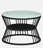 Elvas Metal Round Nesting Coffee Table Set In Black Finish  with White Porcelain Top (Set of 2)
