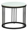 Elvas Metal Round Nesting Coffee Table Set In Black Finish with White Porcelain Top (Set of 2)