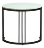 Elvas Metal Round Nesting Coffee Table Set In Black Finish with White Porcelain Top (Set of 2)
