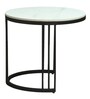 Elvas Metal Round Nesting Coffee Table Set In Black Finish with White Porcelain Top (Set of 2)
