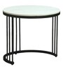 Elvas Metal Round Nesting Coffee Table Set In Black Finish with White Porcelain Top (Set of 2)
