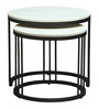 Elvas Metal Round Nesting Coffee Table Set In Black Finish with White Porcelain Top (Set of 2)