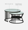 Elvas Metal Round Nesting Coffee Table Set In Black Finish with White Porcelain Top (Set of 2)