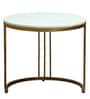 Elvas S Metal Round Nesting Coffee Table Set In Gold Finish with White Porcelain Top (Set of 2)