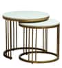 Elvas S Metal Round Nesting Coffee Table Set In Gold Finish with White Porcelain Top (Set of 2)