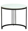 Elvas Metal Round Nesting Coffee Table Set In Black Finish with White Porcelain Top (Set of 2)