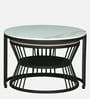 Elvas Metal Round Nesting Coffee Table Set In Black Finish with White Porcelain Top (Set of 2)
